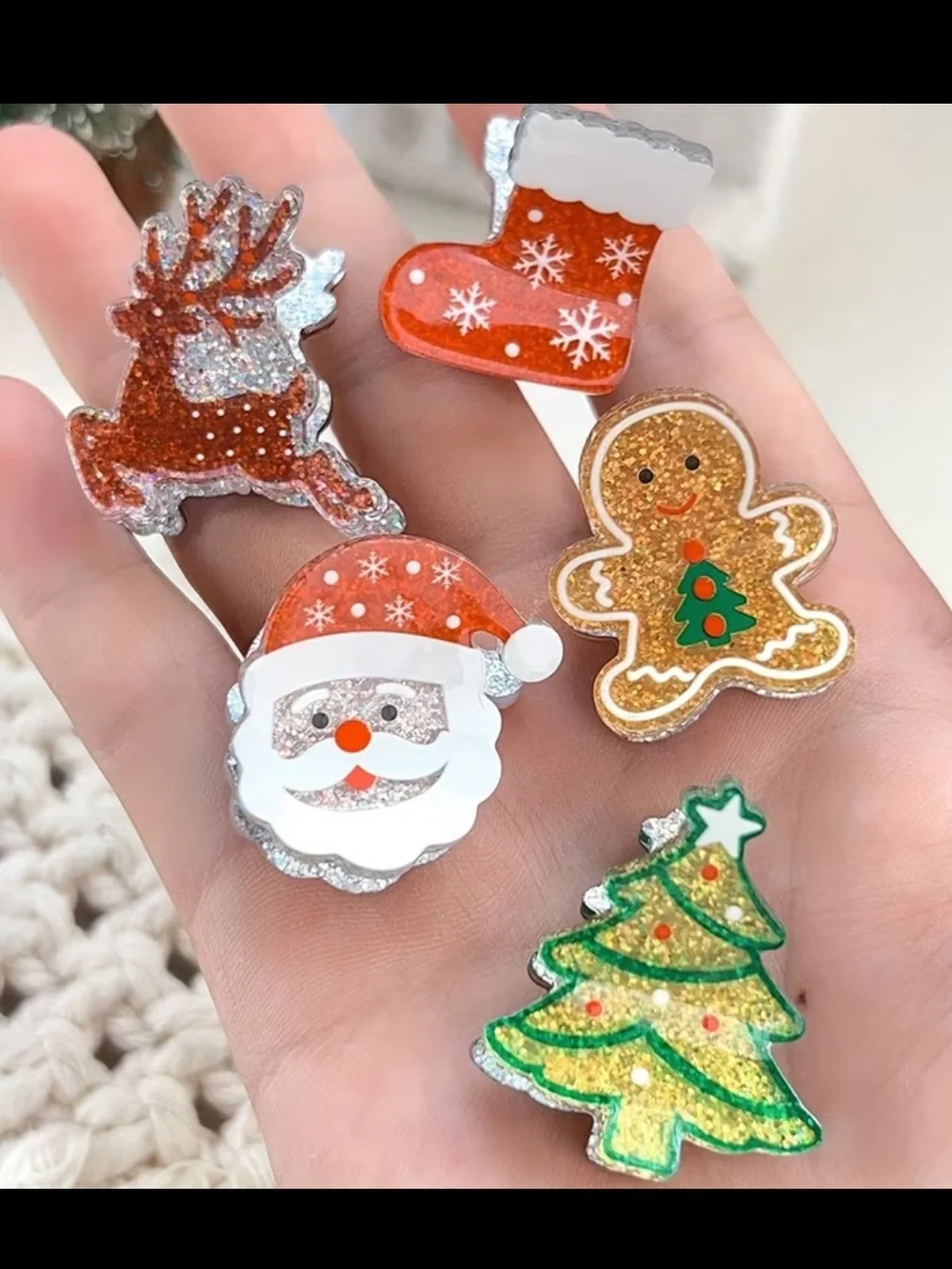 Festive Christmas hair clip set of 5 kids new